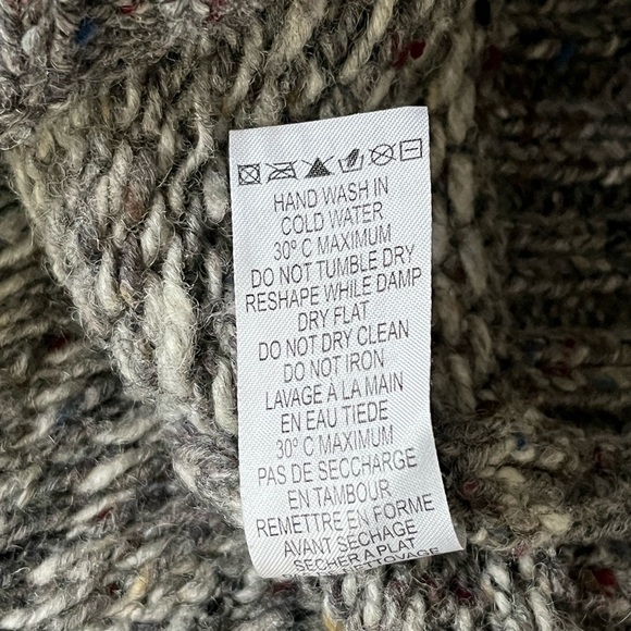 Inis Crafts 100% Wool Irish Knit Hooded Zipper Sweater Grey Tweed Women M - Picture 13 of 16